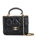 Mini Top Handle Flap, &pound;2,900, Handbags, Black, Lambskin Leather, Front view
